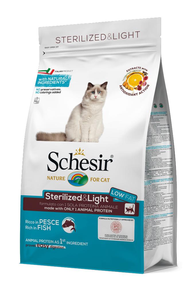 Schesir Cat Sterilized & Light Fish РИБА монопротеїновий сухий корм для стерилізованих котів 1,5 кг (53001)